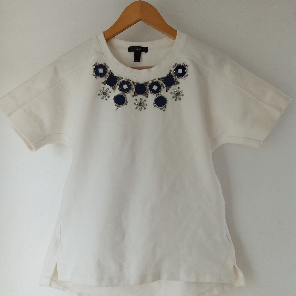 J.Crew XS Ivory Structured Necklace Shirt Top